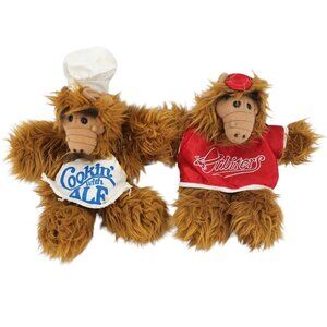 Vintage Alf Burger King Plush Hand Puppets Chef Baseball Player 1988